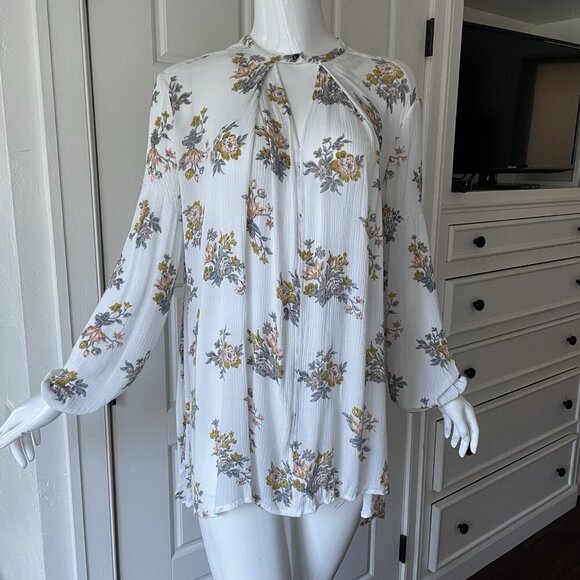 Free People Dress XS Mini Floral Gardenia Swing Tunic Boho Flowy Cottagecore - Picture 3 of 12
